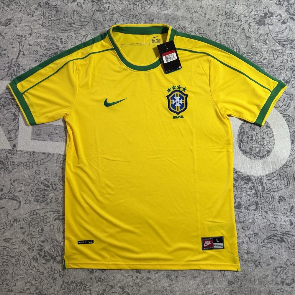 Nike Brazil Men's Soccer Jersey Size L Yellow Green 819092-014